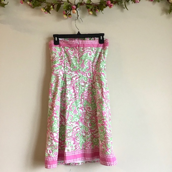 Lilly Pulitzer pink &green printed strapless dress - Picture 11 of 12
